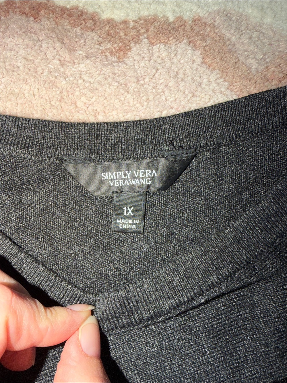 Simply Vera Vera Wang Charcoal Knit Batwing Sweater Top - Picture 2 of 7